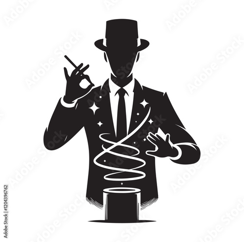 Magician pose silhouette vector illustration