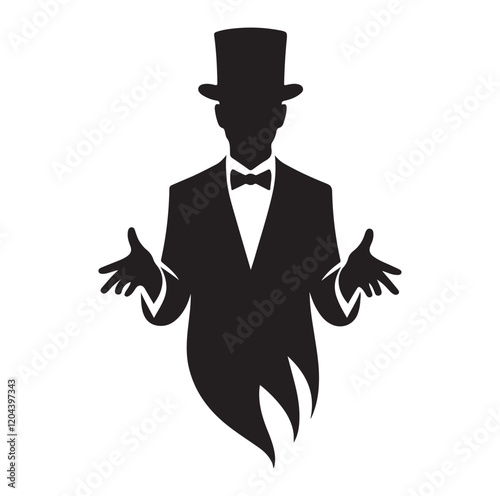 Magician pose silhouette vector illustration