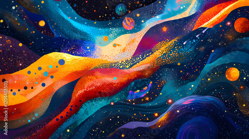 Abstract illustration of the cosmos on the theme of the origin of life in the universe with stars, comets and nebulae. Abstract Galaxy. Illustration