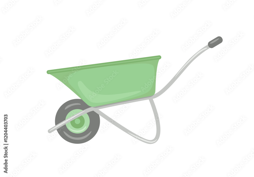 Garden wheelbarrow isolated on white background. Vector cartoon flat illustration. Gardening equipment icon. Garden wheelbarrow isolated on white background. Vector cartoon flat illustration. Gardening equipment icon.