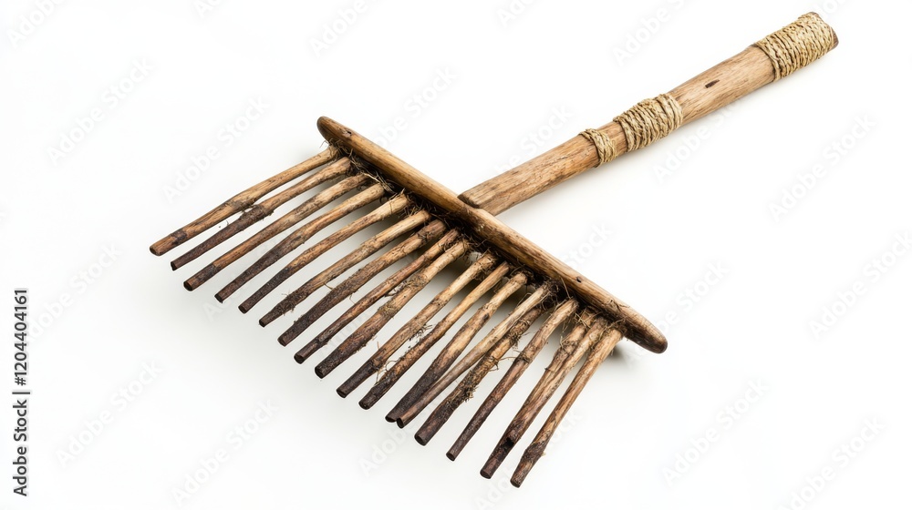 A beautifully crafted wooden rake displayed on a clean background. This image captures the essence of traditional gardening tools. Perfect for nature enthusiasts. Generative AI A beautifully crafted wooden rake displayed on a clean background. This image captures the essence of traditional gardening tools. Perfect for nature enthusiasts. Generative AI