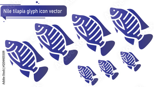 Nile tilapia glyph icon vector