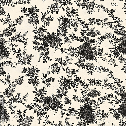 Black Chinoiserie Seamless Pattern Digital Paper – Elegant Oriental Design