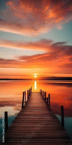 Wallpaper Mural Golden Sunset Over a Tranquil Dock
 Torontodigital.ca