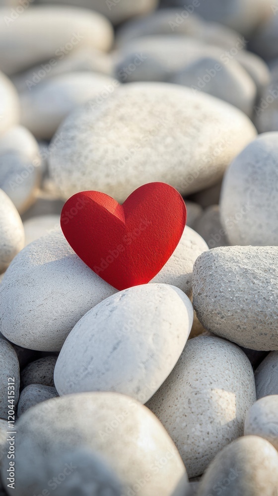 Red heart on white stones a symbol of tranquility and hope Red heart on white stones a symbol of tranquility and hope