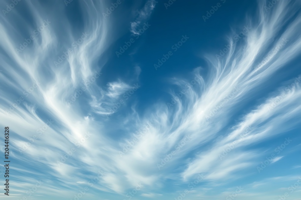 Cirrus Fibratus Undulatus: Whimsical Sky, Avian-like Cloud Formations Cirrus Fibratus Undulatus: Whimsical Sky, Avian-like Cloud Formations