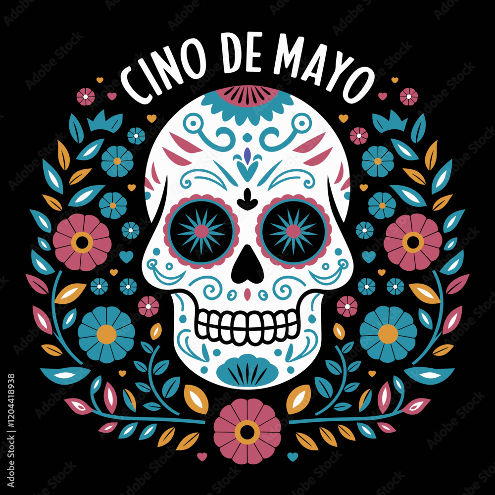 Obraz premium Decorative Day of the Dead Sugar Skull Design