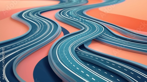 An abstract highway with flowing data streams symbolizing internet connectivity and information flow