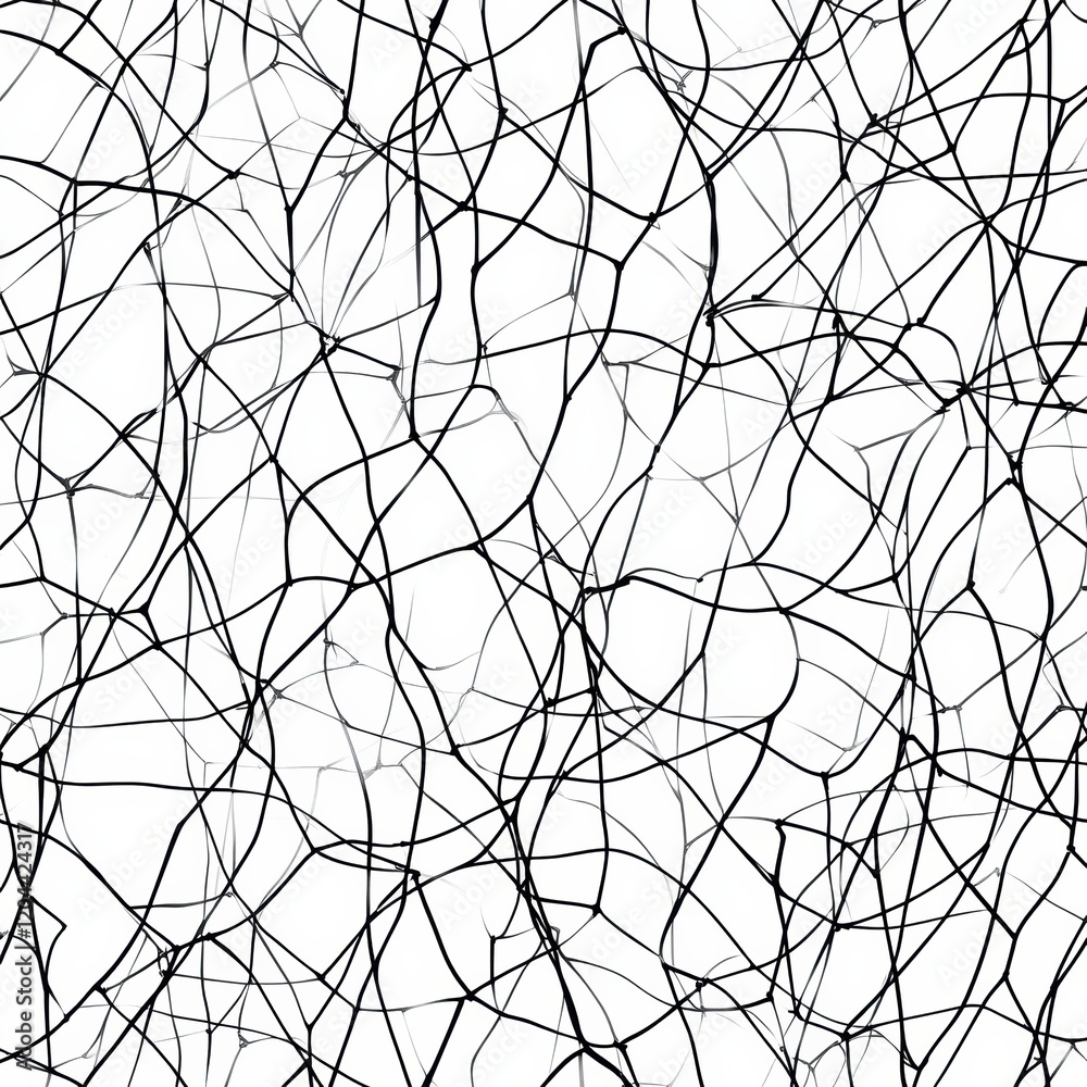 Obraz premium Circular pattern of intertwined black lines creating an abstract design on a white background showcasing interaction of shapes. Generative AI