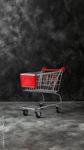 Wallpaper Mural A shopping cart with a red accent against a dark, textured background. Torontodigital.ca