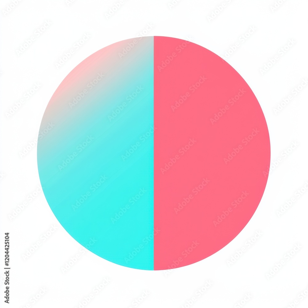 Half blue and half pink circular design with smooth gradient and subtle sheen effect. Generative AI Half blue and half pink circular design with smooth gradient and subtle sheen effect. Generative AI