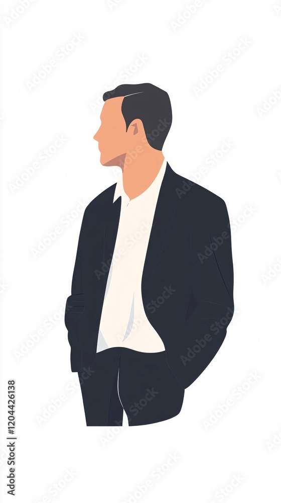 Side Profile of Man in Suit: Minimalist Vector Portrait | Business Attire | Professional Look | Digital Art Side Profile of Man in Suit: Minimalist Vector Portrait | Business Attire | Professional Look | Digital Art