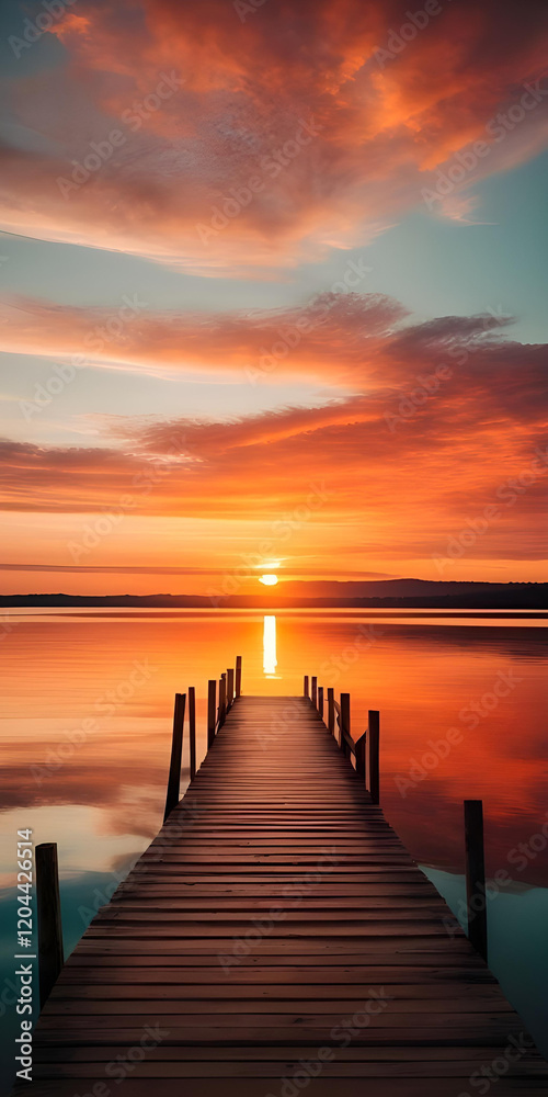 Golden Sunset Reflection Over Tranquil Waters Golden Sunset Reflection Over Tranquil Waters