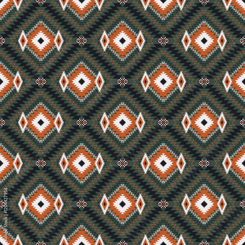 American tribal ethnic native pattern seamless.Traditional Navajo,Aztec,Apache,Southwest and Mexican style fabric pattern.Abstract vector motif pattern.For fabric,clothing,blanket,woven,wrap,decorate.