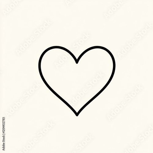 Simple black heart shape illustration on a light background for art projects and creative designs. Generative AI