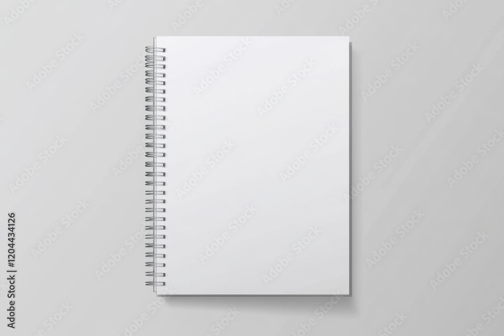 Blank realistic spiral bound notepad mockup on light grey background. High resolution.
Blank realistic spiral bound notepad mockup on light grey background. High resolution.