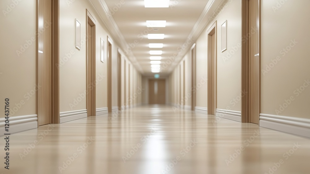 Fototapeta premium Long Corridor in Modern Building