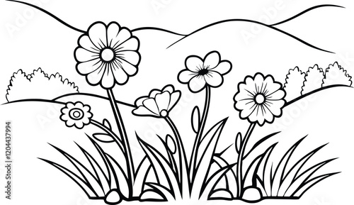 cluster of wildflowers like poppies, cornflowers, and daisies growing naturally