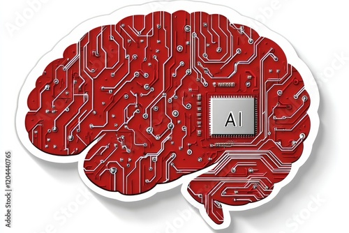 Red circuitry inspired brain design emphasizing artificial intelligence, neural networks, and advanced cognitive computing in a futuristic technology concept photo