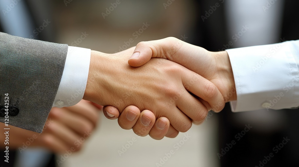 Close-up of two people shaking hands, symbolizing agreement, partnership, and deal. Close-up of two people shaking hands, symbolizing agreement, partnership, and deal.