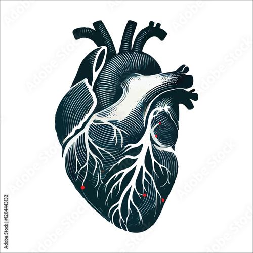 Human heart vector silhouette, icon