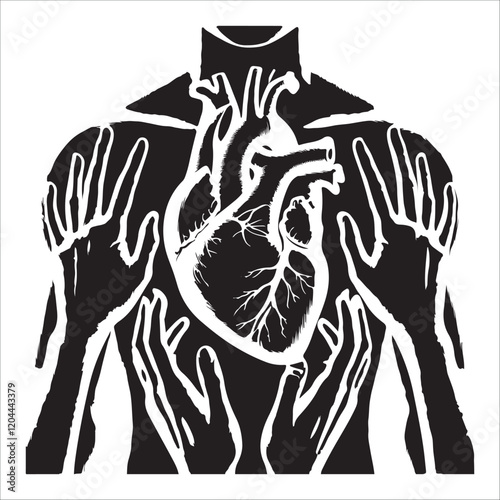 Human heart vector silhouette, icon