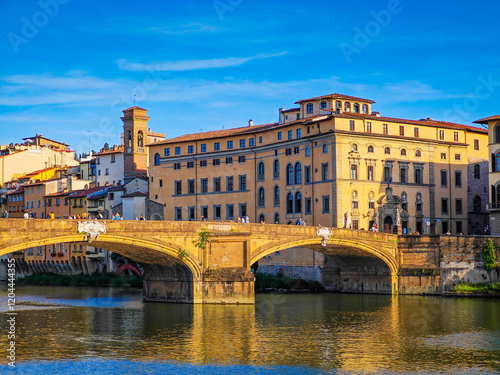 Ponte Santa Trinita, Holy Trinity Bridge bridge over River Arno in Florence, Italy