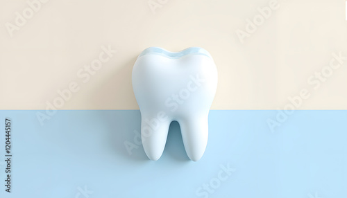 Tooth model against pastel-colored background