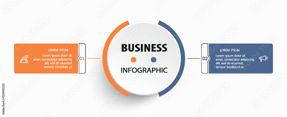 Business infographic template with icons and 2 options or steps Business infographic template with icons and 2 options or steps