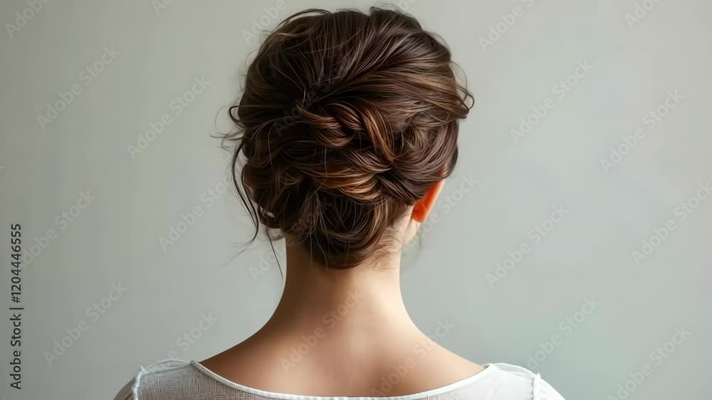 Elegant hair bun updo tutorial with detail focus and soft light ambiance Elegant hair bun updo tutorial with detail focus and soft light ambiance