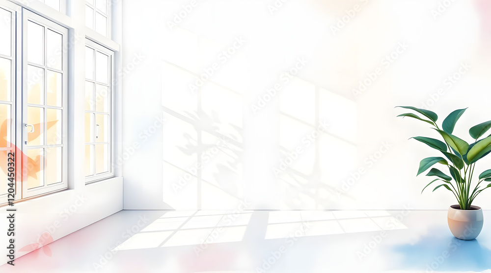 White wall with reflection light falling of from the window. Minimal universal abstract light white background for product showcase. Template mock-up White wall with reflection light falling of from the window. Minimal universal abstract light white background for product showcase. Template mock-up