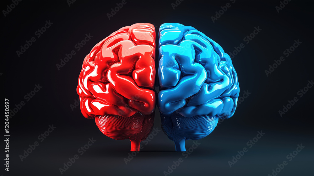 A brain divided into blue and red halves, symbolizing left and right brain cognitive skills
A brain divided into blue and red halves, symbolizing left and right brain cognitive skills