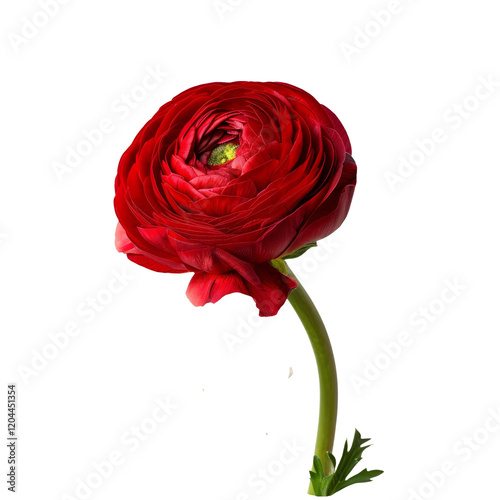 Red color buttercup isolated on transparent background.