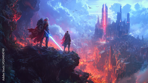 A high-resolution, cinematic-style wallpaper featuring iconic characters from famous video games, such as a futuristic soldier from a first-person shooter game standing next to a medieval warrior with