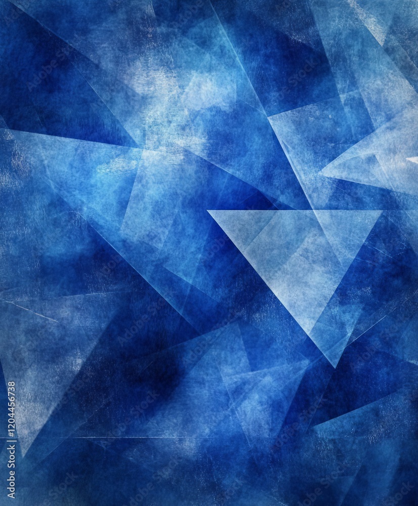 Abstract Blue Geometric Background with Triangles and Soft Textures for Design Use