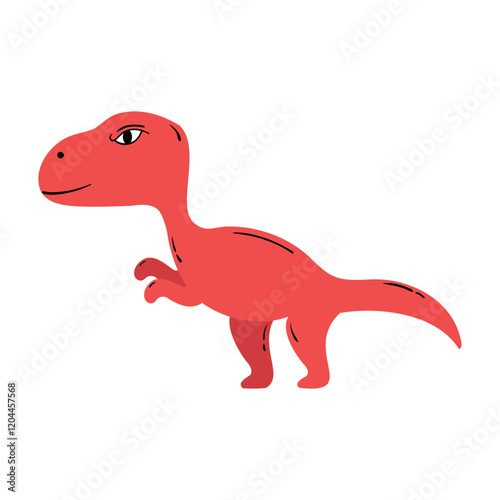 Flat red tyranosaurus rex, T rex vector illustration
