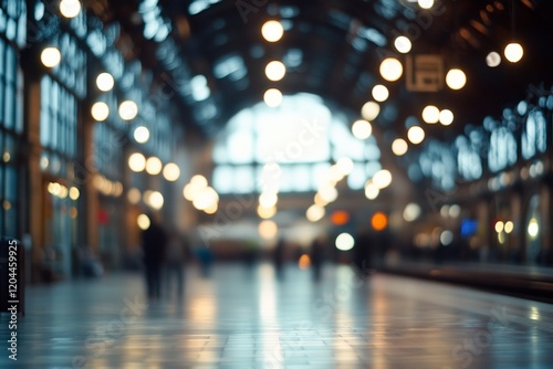 Wallpaper Mural Abstract image of people inside a hall of a railway station, blurred and out-of-focus image, with bokeh Torontodigital.ca