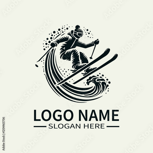 Freestyle Skater Logo Design, Aerial Skiing Logo, Extreme Sports Logo