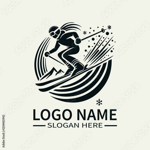 Freestyle Skater Logo Design, Aerial Skiing Logo, Extreme Sports Logo