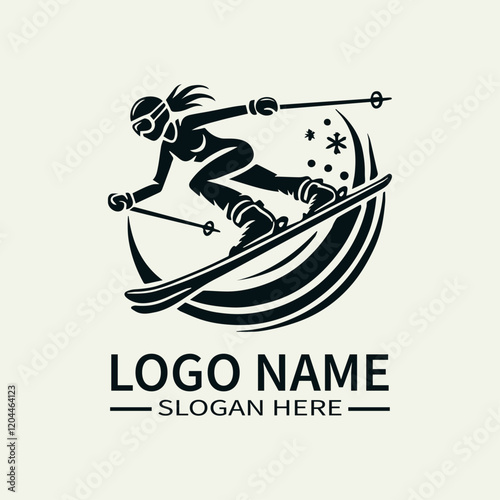 Freestyle Skater Logo Design, Aerial Skiing Logo, Extreme Sports Logo