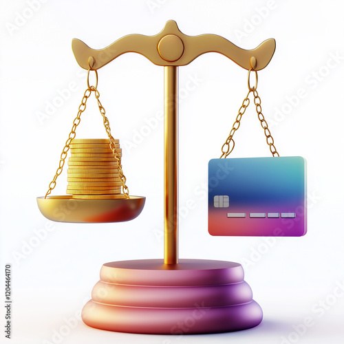 Debt Management icon. A scale with coins on one side and a credit card on the other, showing financial balance and debt management