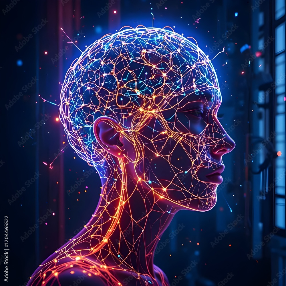 Obraz premium human head with code