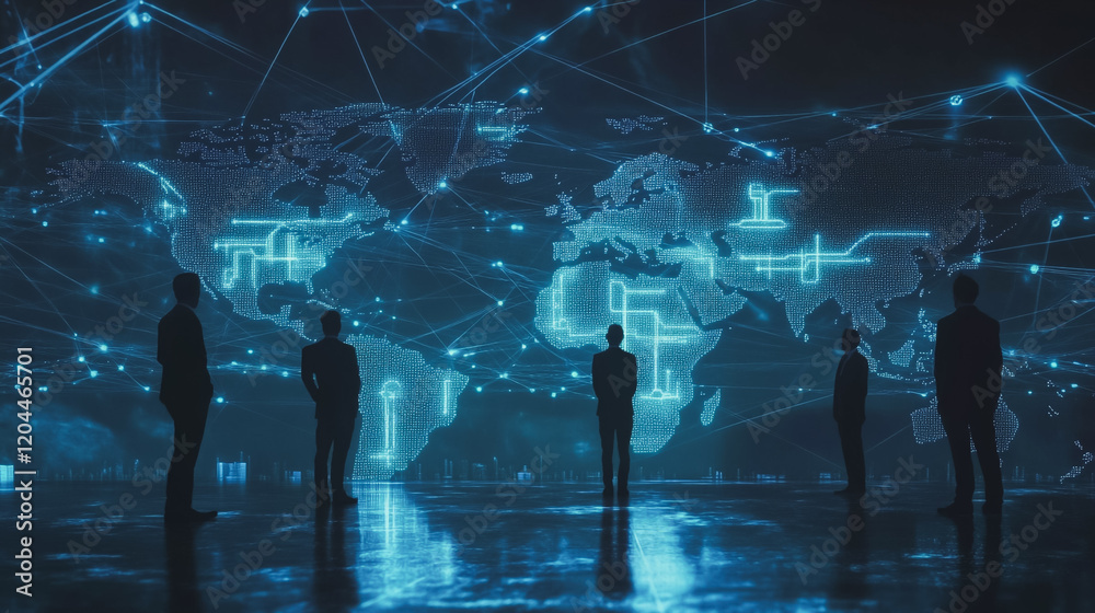 Fototapeta premium abstract professional business team people innovation connection of line from nail node to node on map background , networking concept