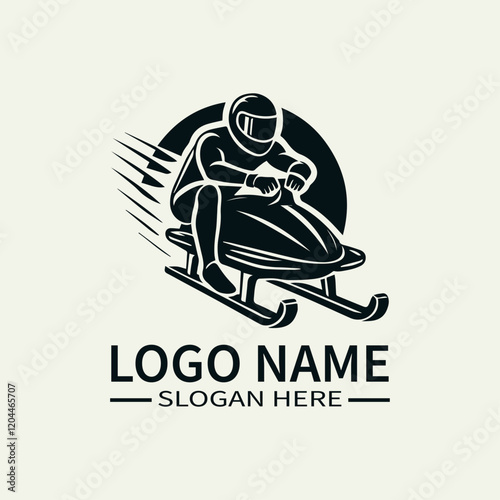 Bobsled Athlete Logo Design, Ice Racing Logo, Adrenaline Rush Logo