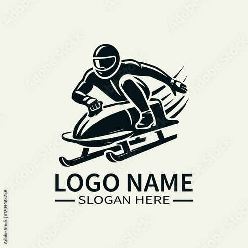 Bobsled Athlete Logo Design, Ice Racing Logo, Adrenaline Rush Logo