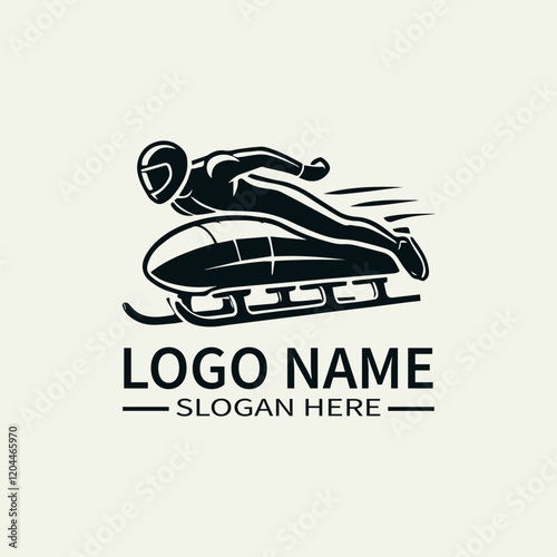 Bobsled Athlete Logo Design, Ice Racing Logo, Adrenaline Rush Logo