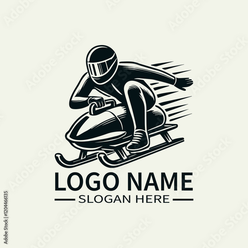 Bobsled Athlete Logo Design, Ice Racing Logo, Adrenaline Rush Logo