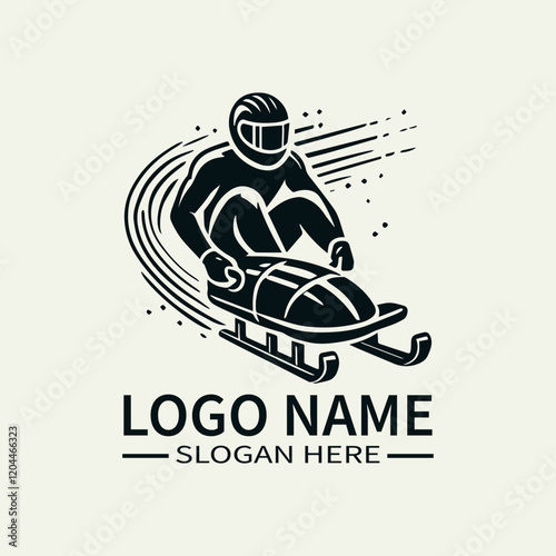 Bobsled Athlete Logo Design, Ice Racing Logo, Adrenaline Rush Logo