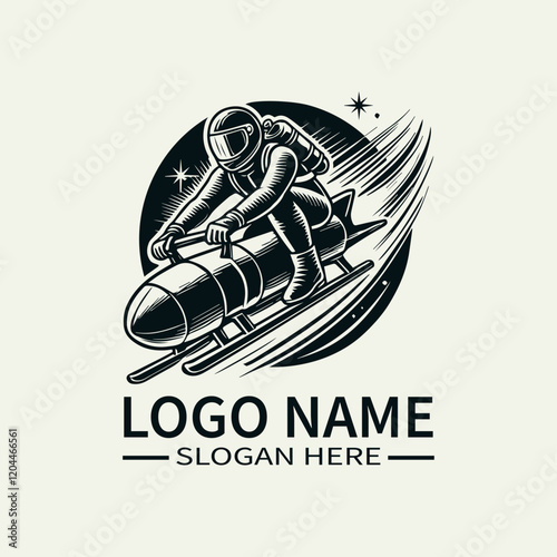 Bobsled Athlete Logo Design, Ice Racing Logo, Adrenaline Rush Logo