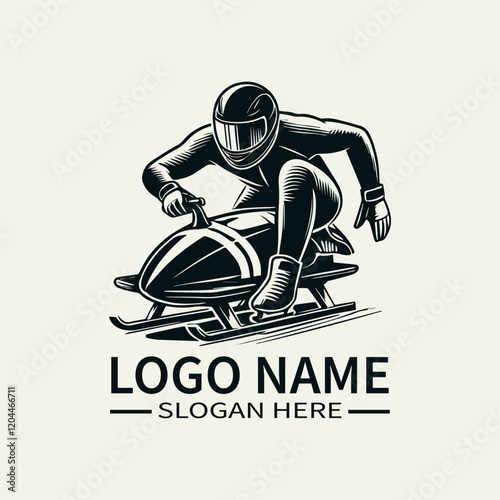 Bobsled Athlete Logo Design, Ice Racing Logo, Adrenaline Rush Logo